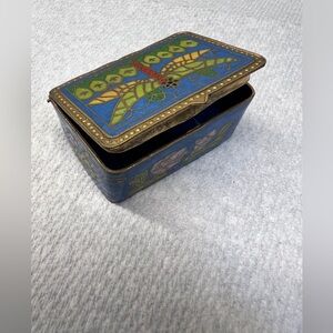 Antique Vintage Cloisonné  box. This has a dragonfly motif
